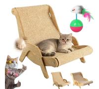 Cat Recliner Scraper Board, 2 in 1 Cat Scratching Board & Bed, Anti-Scratch Pet Wooden Lounger Chair with Sisal Pad, Pet Hammock Sofa for All Cats (B Shape - L)