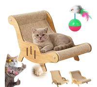 Cat Recliner Scraper Board, 2 in 1 Cat Scratching Board & Bed, Anti-Scratch Pet Wooden Lounger Chair with Sisal Pad, Pet Hammock Sofa for All Cats (A Shape - M)