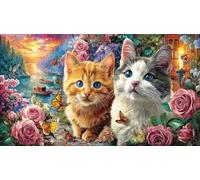 Cat-Relaxing-with-Teddy-Bear-by-Fireplace 1000 Piezas Puzzle Educativo Papel Reciclado Juego Familiar Desafiante para Adultos 38x52/1000pcs