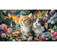 Cat-Relaxing-with-Teddy-Bear-by-Fireplace 1000 Piezas Puzzle Educativo Papel Reciclado Juego Familiar Desafiante para decoración Mural y Regalos 70x50/1000pcs