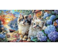 Cat-Relaxing-with-Teddy-Bear-by-Fireplace 1000 Piezas Puzzle Reciclado Decoración Mural Hermosa Juego Educativo para Adultos Desafiante 70x50/1000pcs