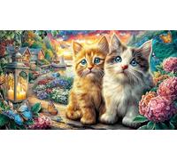 Cat-Relaxing-with-Teddy-Bear-by-Fireplace 1000 Piezas Puzzle Reciclado Juego desafiante Educativo para relajación Creatividad Regalo 70x50/1000pcs