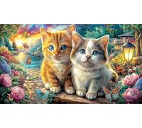 Cat-Relaxing-with-Teddy-Bear-by-Fireplace 1000 Piezas Puzzle Reciclado Juego Educativo desafiante para Adultos Regalo para Mujeres y Hombres 38x52/1000pcs
