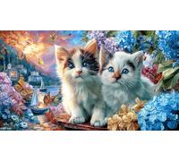 Cat-Relaxing-with-Teddy-Bear-by-Fireplace Puzzle de 1000 Piezas para Adultos Papel Reciclado Juego Educativo Desafiante 38x26/1000pcs