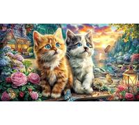 Cat-Relaxing-with-Teddy-Bear-by-Fireplace Puzzle de 1000 Piezas Reciclado Juego Familiar Desafiante para relajación y decoración Mural Regalo 70x50/1000pcs