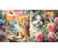 Cat-Relaxing-with-Teddy-Bear-by-Fireplace Puzzle Familiar 1000 Piezas Educativo Papel Reciclado Desafiante para Adultos Regalo para Hombres 70x50/1000pcs