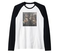 Cat Retro Hip Hop Meme Camiseta Manga Raglan