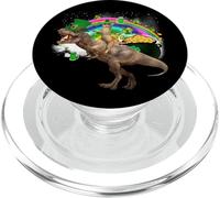 Cat Riding Dinosaur T Rex Leprechaun Hat St Patricks Day PopSockets PopGrip para MagSafe