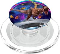 Cat Riding Dinosaur Trex UFO Taco Donuts In Galaxy PopSockets PopGrip para MagSafe