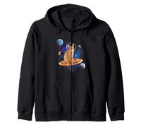 Cat Riding Pizza In Space Galaxy Funny Kitten Cats Lovers Sudadera con Capucha