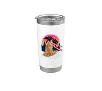 Cat Riding Pizza Laser Eyes 80s Cat In Space Cats Lovers Vaso térmico de acero inoxidable de doble pared
