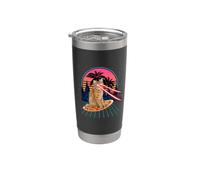 Cat Riding Pizza Laser Eyes 80s Cat In Space Cats Lovers Vaso térmico de acero inoxidable de doble pared
