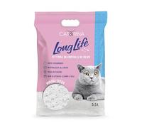 Cat&Rina Long Life Arena de Sílice para Gatos. Arena de Gel de Sílice Súper Absorbente, Sin Polvo Hipoalergénico y Bacteriostático. hasta 30 Días de Uso | Aroma Clásico, 5,5 L