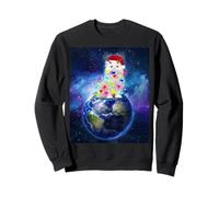 Cat Santa Hat Christmas Tree Lights In Space Funny Xmas Sudadera