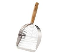 Cat Scooper Littering Box, Stainless Steel Pet Litter Shovel, Portable Cleaning Sifting Tool, Ergonomic Long Handle, Stainless Material, Ideal for Home Travel Indoor Use