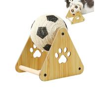Cat Scratch Ball, Interactive Cat Toy, 5.91x7.09in Wooden Base Scratcher, Spherical Nail File, Enrichment Exercise for Pet Supplies, Indoor, Small, Medium Breed, Playtime