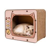 Cat Scratch Cardboard, TV Shape Bed, Corrugated Non Slip Cat Scratching Post Kitten House, Indoor Furniture Protector For Cats, Play Exercise For Boredom Scratching House Small Animals Kitten