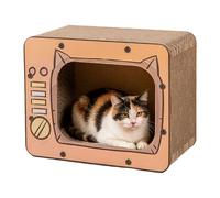 Cat Scratch Cardboard, TV Shape Bed, Corrugated Non Slip Cat Scratching Post Kitten House, Indoor Furniture Protector For Cats, Play Exercise For Boredom Scratching House Small Animals Kitten