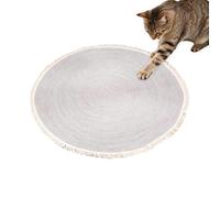 Cat Scratch Mat | Elegant Round Cotton Rope Rug | Washable Horizontal Scratcher with Tassel Home Accent For Home Living Room Bedroom Playroom Entryway Apartment Dorm Porch Patio