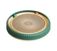 Cat Scratch Pad, Cardboard Scratcher, Interactive Toy, Non-Slip Base, Two Balls Included, 15.75x2.76 inches, Corrugated Material, Green Blue, for Training Enrichment, Rest Play Fun