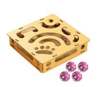 Cat Scratch Puzzle Box - Nail File Scratcher Activity Toy, Bell Ball Interactive Enrichment Station | Interior Pet Play Equipment For Kittens Cachorros Conejos Ejercicio Entrenamiento Entretenimiento