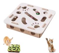 Cat Scratch Puzzle Enrichment Box, Cat Nail File Enrichment Box & Cats Nail File Scratcher with Bell, Interactive Nail File Scratch with 3 Bell Balls, for Indoor Cats (White, Square)