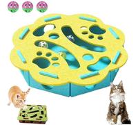 Cat Scratch Puzzle Enrichment Box, Cat Nail File Enrichment Box & Cats Nail File Scratcher with Bell, Interactive Nail File Scratch with 3 Bell Balls, for Indoor Cats (White, Flowershaped)