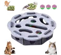 Cat Scratch Puzzle Enrichment Box, Cat Nail File Enrichment Box, Interactive Nail File Scratch with 3 Bell Balls, for Indoor Cats Scratching and Hunting, Interactive, Felt Maze Toys (Gray-B)