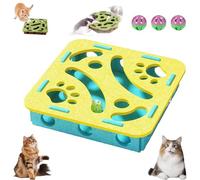 Cat Scratch Puzzle Enrichment Box, Cat Nail File Enrichment Box, Interactive Nail File Scratch with 3 Bell Balls, for Indoor Cats Scratching and Hunting, Interactive, Felt Maze Toys (Yellow-A)