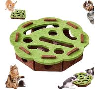 Cat Scratch Puzzle Enrichment Box, Cat Nail File Enrichment Box, Interactive Nail File Scratch with 3 Bell Balls (Random Color), for Indoor Cats Scratching and Hunting (Green,Flower-Shaped)
