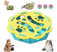 Cat Scratch Puzzle Enrichment Box, Cat Nail File Enrichment Box, Interactive Nail File Scratch with 3 Bell Balls, for Indoor Cats Scratching and Hunting, Interactive, Felt Maze Toys (Yellow-B)