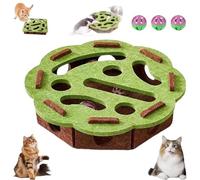 Cat Scratch Puzzle Enrichment Box, Cat Nail File Enrichment Box, Interactive Nail File Scratch with 3 Bell Balls, for Indoor Cats Scratching and Hunting, Interactive, Felt Maze Toys (Green-B)