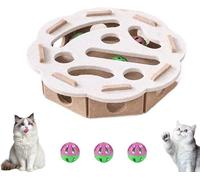 Cat Scratch Puzzle Enrichment Box, Cat Nail File Enrichment Box,with 3 Bell Balls, for Indoor Cats Scratching and Hunting Mental Felt Maze Box, Scratch-Resistant & Soft on Paws (White,B)