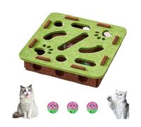 Cat Scratch Puzzle Enrichment Box, Cat Nail File Enrichment Box,with 3 Bell Balls, for Indoor Cats Scratching and Hunting Mental Felt Maze Box, Scratch-Resistant & Soft on Paws (Green,A)