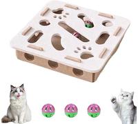 Cat Scratch Puzzle Enrichment Box, Cat Nail File Enrichment Box,with 3 Bell Balls, for Indoor Cats Scratching and Hunting Mental Felt Maze Box, Scratch-Resistant & Soft on Paws (White,A)