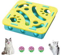 Cat Scratch Puzzle Enrichment Box, Cat Nail File Enrichment Box,with 3 Bell Balls, for Indoor Cats Scratching and Hunting Mental Felt Maze Box, Scratch-Resistant & Soft on Paws (Yellow,A)