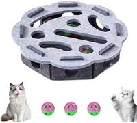 Cat Scratch Puzzle Enrichment Box, Cat Nail File Enrichment Box,with 3 Bell Balls, for Indoor Cats Scratching and Hunting Mental Felt Maze Box, Scratch-Resistant & Soft on Paws (Grey,B)