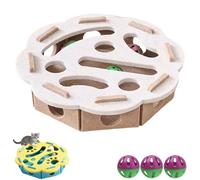 Cat Scratch Puzzle Enrichment Box, Cat Nail File Enrichment Box with Felt Maze and Track Balls, Interactive Cat Toy for Indoor Cats Scratching, Play and Hunting (Camel-White, Flower)