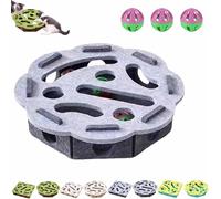 Cat Scratch Puzzle Enrichment Box,Cats Nail File Scratcher,Cat Puzzle Felt Maze Toys with Bell for Indoor Self Play,Scratching and Hunting Fun (Gray, Flower-Shaped)