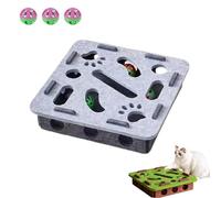 Cat Scratch Puzzle Enrichment Box, Felt Maze Toy for Indoor Cats, Interactive Cat Scratcher with Nail File, Self-Play Cat Toy with Bell Balls, Stimulates Hunting Instincts (Grey,Square)