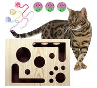 Cat Scratch Puzzle Enrichment Box, Interactive Cat Enrichment Toy, Scratch & Play Activity Box for Indoor Cats and Kittens