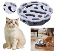 Cat Scratch Puzzle Enrichment Box, Interactive Felt Maze Cat Toy with 3 Bell Balls, Nail File Scratch Box for Indoor Cats, Mental Stimulation & Exercise Play Toy