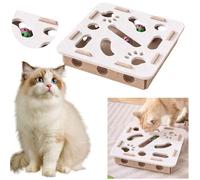 Cat Scratch Puzzle Enrichment Box, Interactive Felt Maze Cat Toy with 3 Bell Balls, Nail File Scratch Box for Indoor Cats, Mental Stimulation & Exercise Play Toy