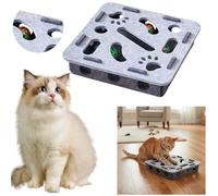 Cat Scratch Puzzle Enrichment Box, Interactive Felt Maze Cat Toy with 3 Bell Balls, Nail File Scratch Box for Indoor Cats, Mental Stimulation & Exercise Play Toy