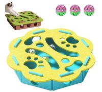 Cat Scratch Puzzle Enrichment Box, Puzzle Felt Maze Box Cat Toys for Indoor Cats Self Play,Cat Nail File Scratch Enrichment Box with 3 Bell Balls, Stimulate Kittern Energy and Instincts (Turquoise-B)