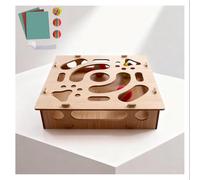 Cat Scratch Puzzle Enrichment Box Sandpaper Inside, Cat Intelligence Maze Box, for Indoor Cats Scratching with 1 Bell Balls and 2 Balls