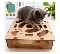 Cat Scratch Puzzle Enrichment Box Sandpaper Inside, Interactive Nail File Scratch, Alternative to Clippers and Grinders with 1 Bell Balls and 2 Balls