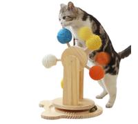 Cat scratch tocadiscos - Bola de ruta para gato, kit interactivo de madera para Scratching Board Ruota, PEAT PATNIP EJERCICIO PET CAMAGNO CON 5 BALL SISAL PARA GAT
