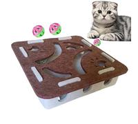 Cat Scratcher Box - Nail Filing Activity Center, Felt Interactive Play Cube with Rolling Ball Feature, Stress Relief Engagement Toy, Ideal for Indoor Living Room Apartment Enrichment