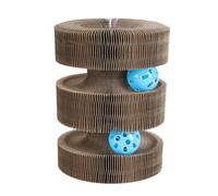 Cat Scratcher - Corrugated Paper, 7.36x5.51x5.51in Cat Toy Foldable Ball Track | Magnetic Accordion Design, Interactive Pet Game, Scratch & Play Board for Kittens, Cats, Indoor, Outdoor, Travel